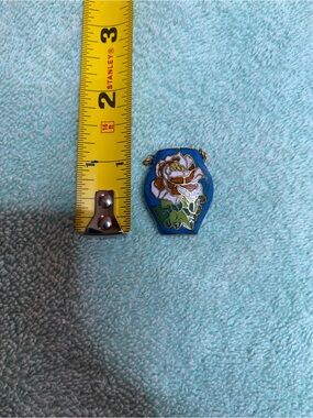 Blue Floral Cloisonné Pendant Necklace Charm